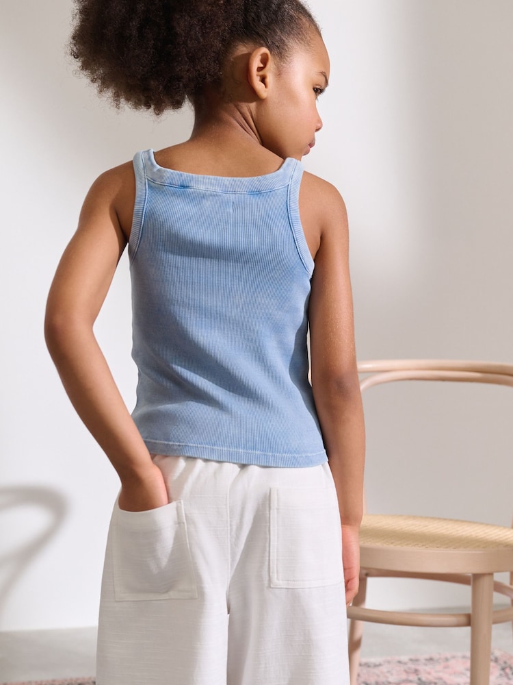 Blue Floral Crochet Rib Vest (3-16yrs) - Image 3 of 3