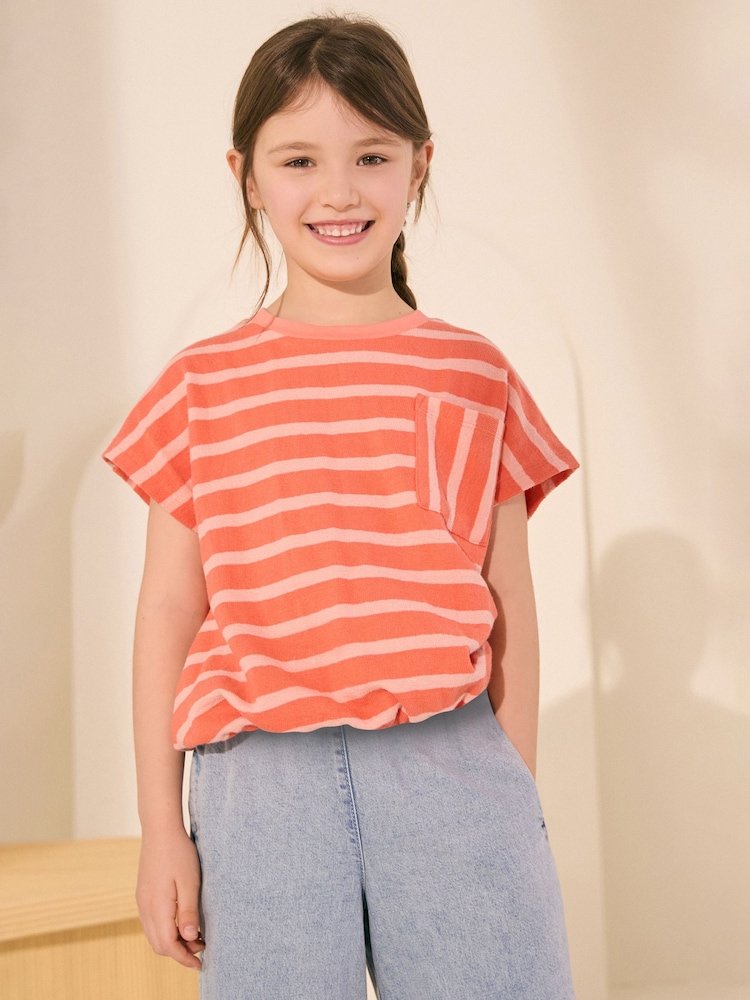 Naranja - Textured Stripe Boxy 100% Cotton T-Shirt (3-16yrs) - Imagen 1 de 9 Naranja - Textured Stripe Boxy 100% Cotton T-Shirt (3-16yrs) - Imagen 1 de 9