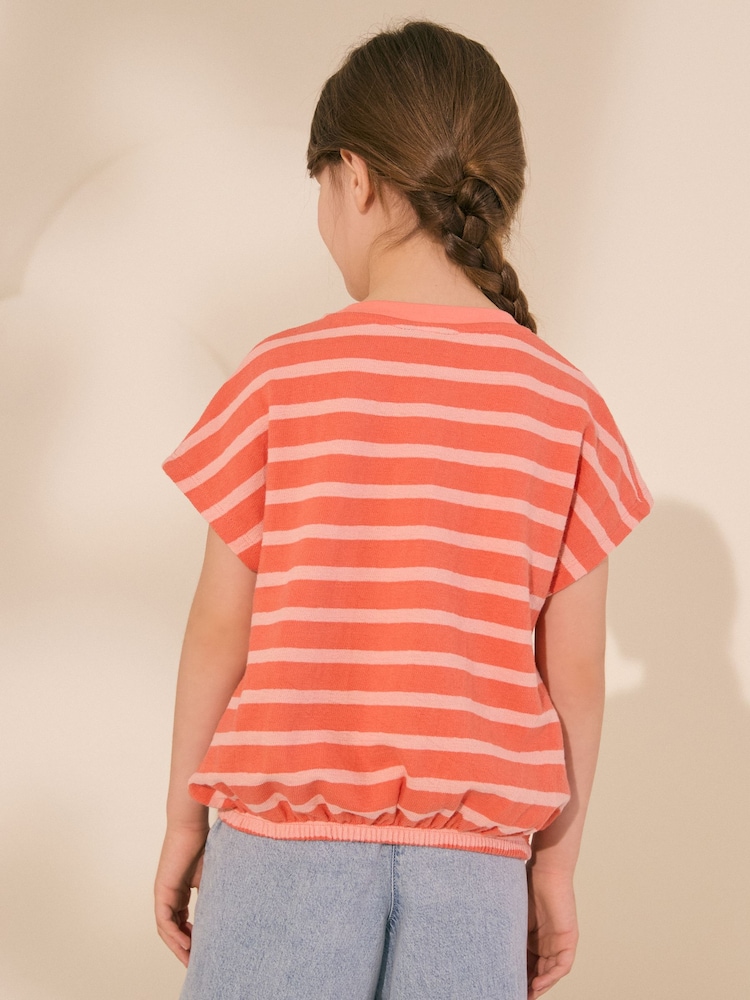 Orange Textured Stripe Boxy 100% Cotton T-Shirt (3-16yrs) - Image 3 of 9