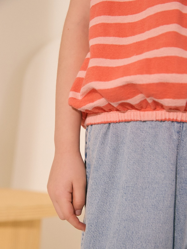 Orange Textured Stripe Boxy 100% Cotton T-Shirt (3-16yrs) - Image 5 of 9