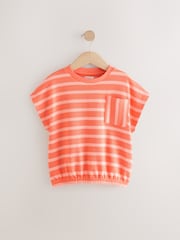 Оранжевый - Textured Stripe Boxy 100% Cotton T-Shirt (3-16yrs) - Изображение 6 из 9