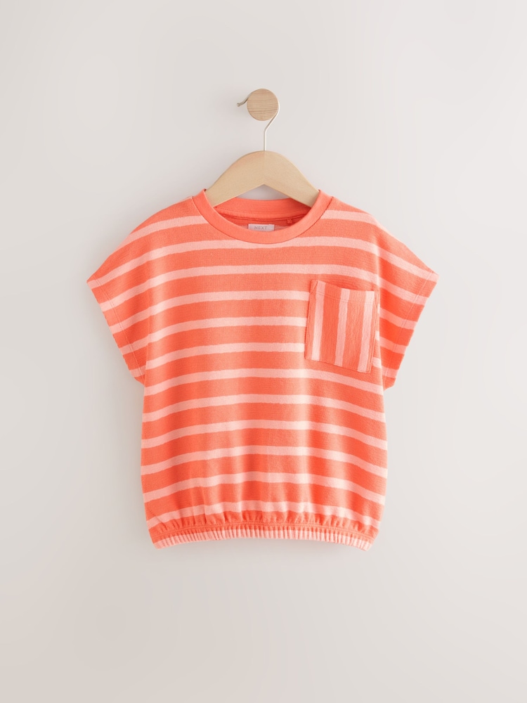 Orange Textured Stripe Boxy 100% Cotton T-Shirt (3-16yrs) - Image 6 of 9