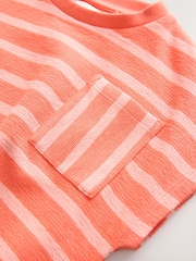 Оранжевый - Textured Stripe Boxy 100% Cotton T-Shirt (3-16yrs) - Изображение 8 из 9