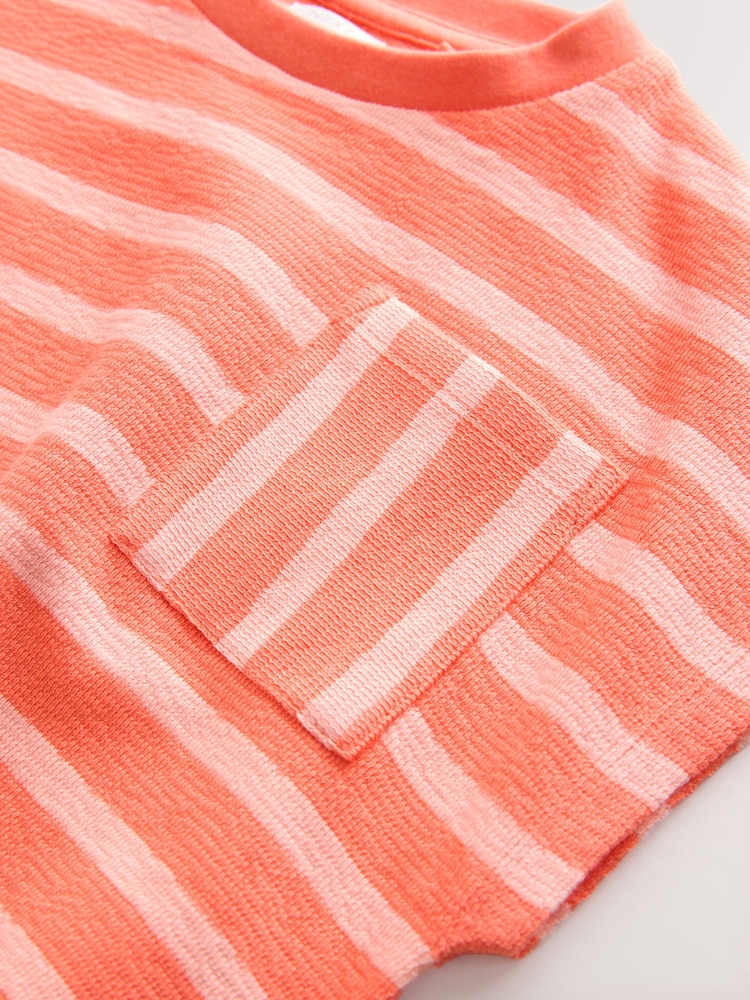 Orange Textured Stripe Boxy 100% Cotton T-Shirt (3-16yrs) - Image 8 of 9