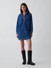 Gap Medium Wash Denim Shift Mini Dress - Image 1 of 4