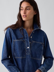 Gap Medium Wash Denim Shift Mini Dress - Image 3 of 4