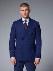 Bright Blue Textured Suit Jacket - Image 1 of 10