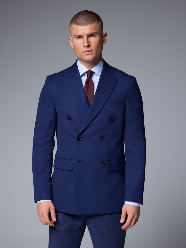 Bright Blue Textured Suit Jacket - Image 1 of 10