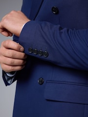 Bright Blue Textured Suit Jacket - Image 5 of 10