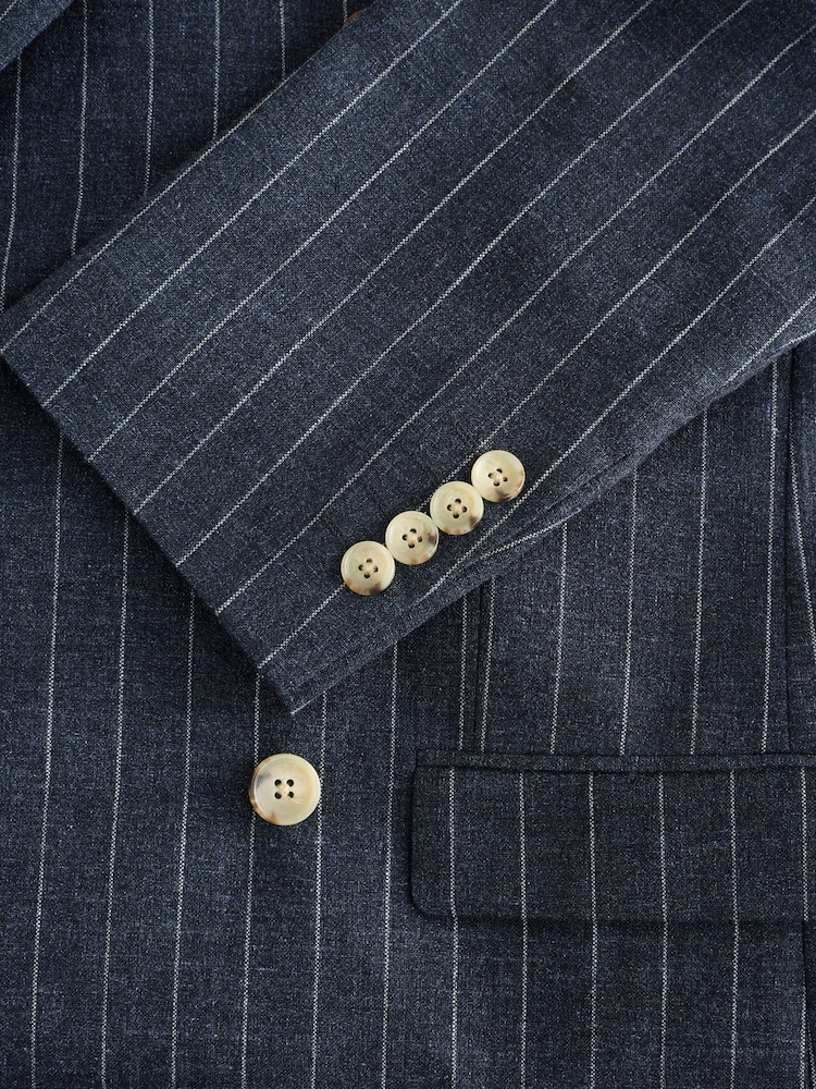 Mornarica - Regular Fit Striped Double Breasted Suit Jacket - Slika 2 iz 6