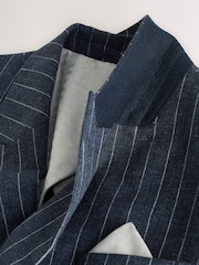 Mornarica - Regular Fit Striped Double Breasted Suit Jacket - Slika 4 iz 6