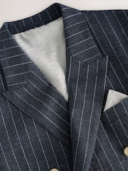 Mornarica - Regular Fit Striped Double Breasted Suit Jacket - Slika 5 iz 6