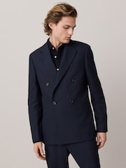 Темно-синий - Double Breasted Striped Jacket - Изображение 2 из 10