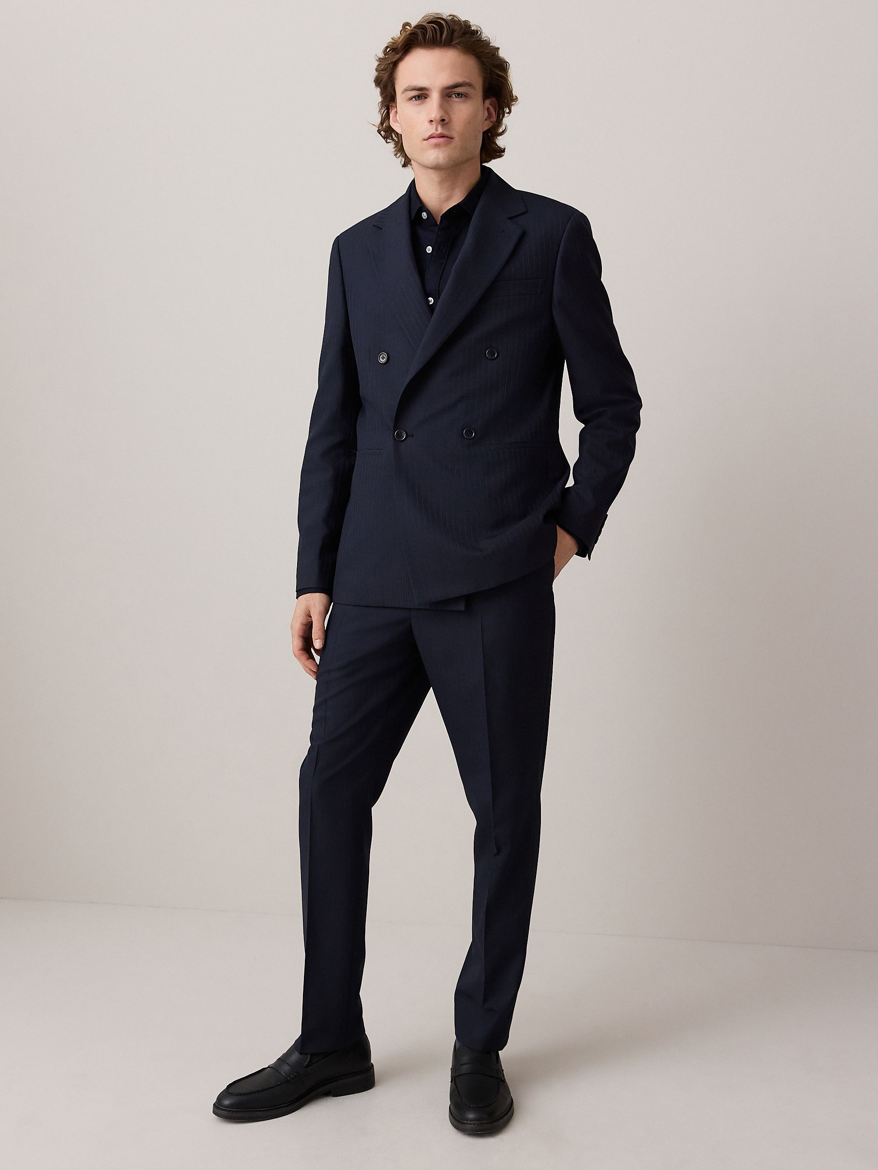 Buy Navy Double Breasted Striped Jacket from Next Canada