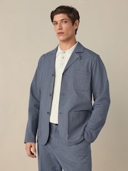 marine - Veste slim à rayures en seersucker - Image 1 of 10