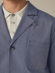 marine - Veste slim à rayures en seersucker - Image 5 of 10