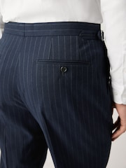 Azul marino - Pantalones de traje de corte slim a rayas - Imagen 5 de 10