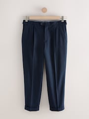 Azul marino - Pantalones de traje de corte slim a rayas - Imagen 6 de 10
