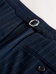 Azul marino - Pantalones de traje de corte slim a rayas - Imagen 9 de 10