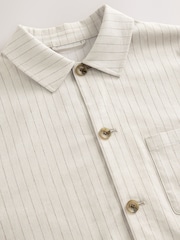 Neutral Striped Linen Blend Shacket - Image 8 of 12