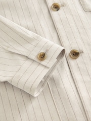 Neutral Striped Linen Blend Shacket - Image 9 of 12