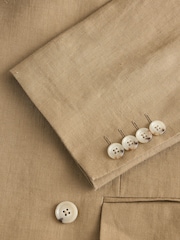 Stone Linen Double Breasted Suit Jacket - Image 10 of 11