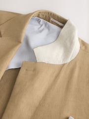 Stone Linen Double Breasted Suit Jacket - Image 11 of 11