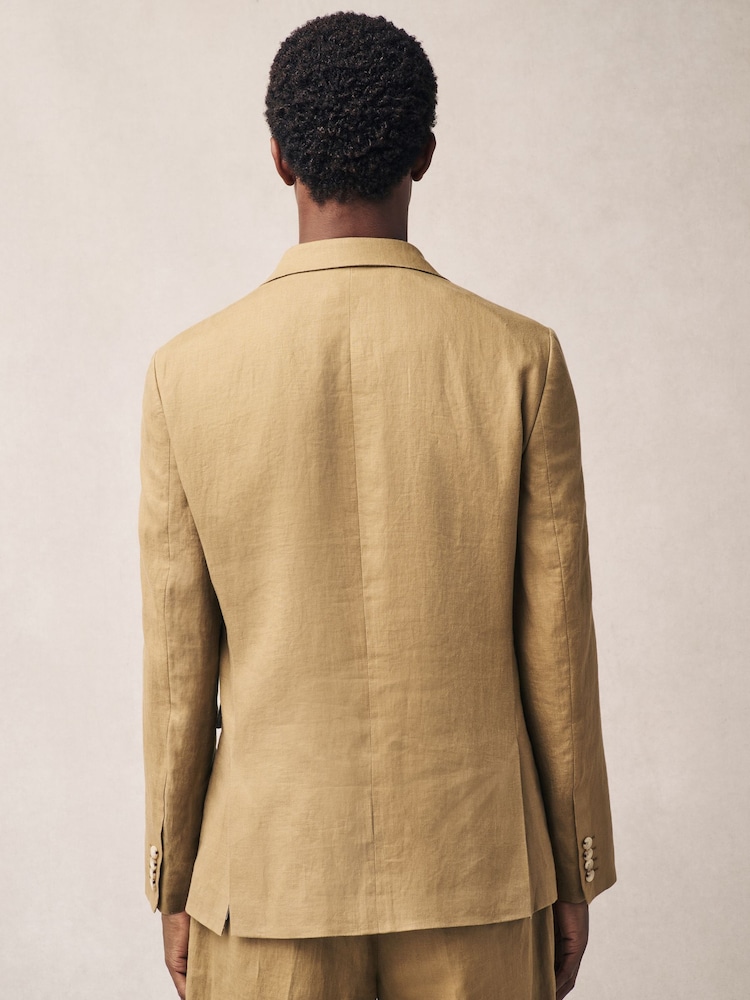 Szary kamienny - Linen Double Breasted Suit Jacket - Image 3 of 5