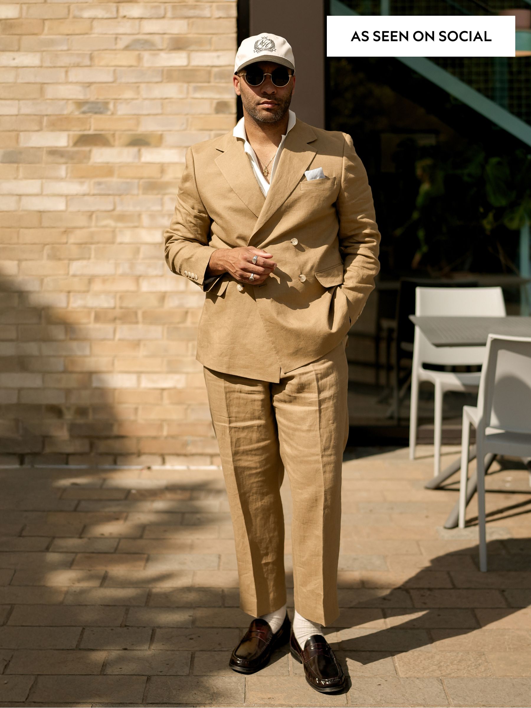 Buy Stone Linen Double Breasted Suit Jacket from Next Netherlands