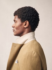 Stone Linen Double Breasted Suit Jacket - Image 6 of 11