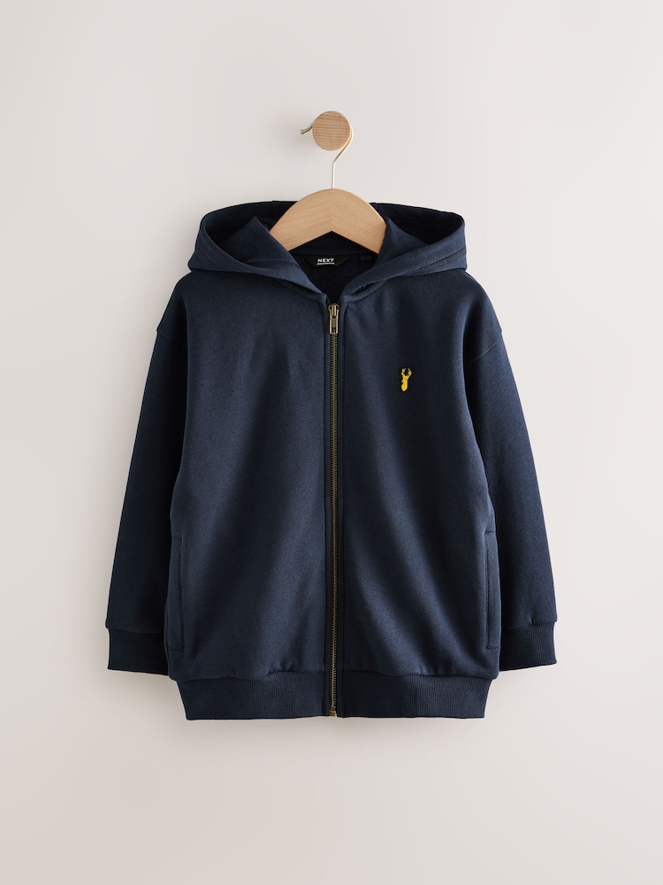 Navy Blue Stag Zip Through Hoodie (3-16yrs) - Image 1 of 4