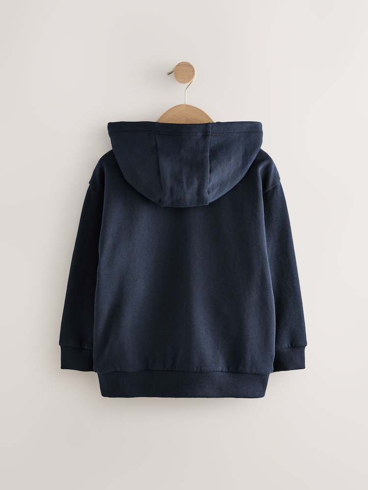 Navy Blue Stag Zip Through Hoodie (3-16yrs) - Image 2 of 4 Navy Blue Stag Zip Through Hoodie (3-16yrs) - Image 2 of 4