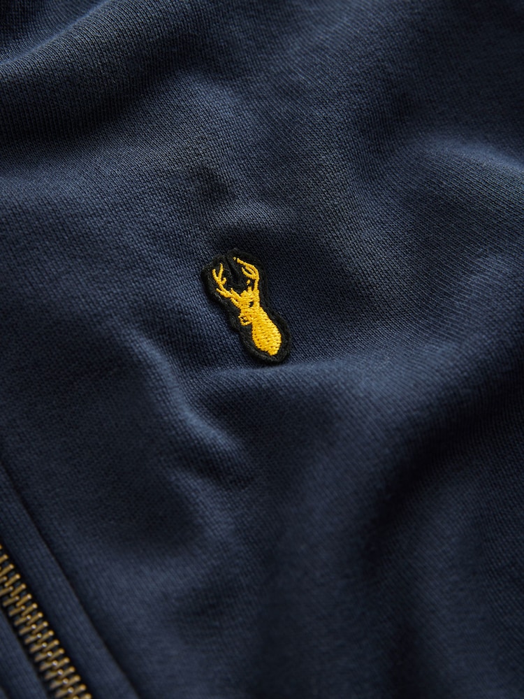 Navy Blue Stag Zip Through Hoodie (3-16yrs) - Image 3 of 4