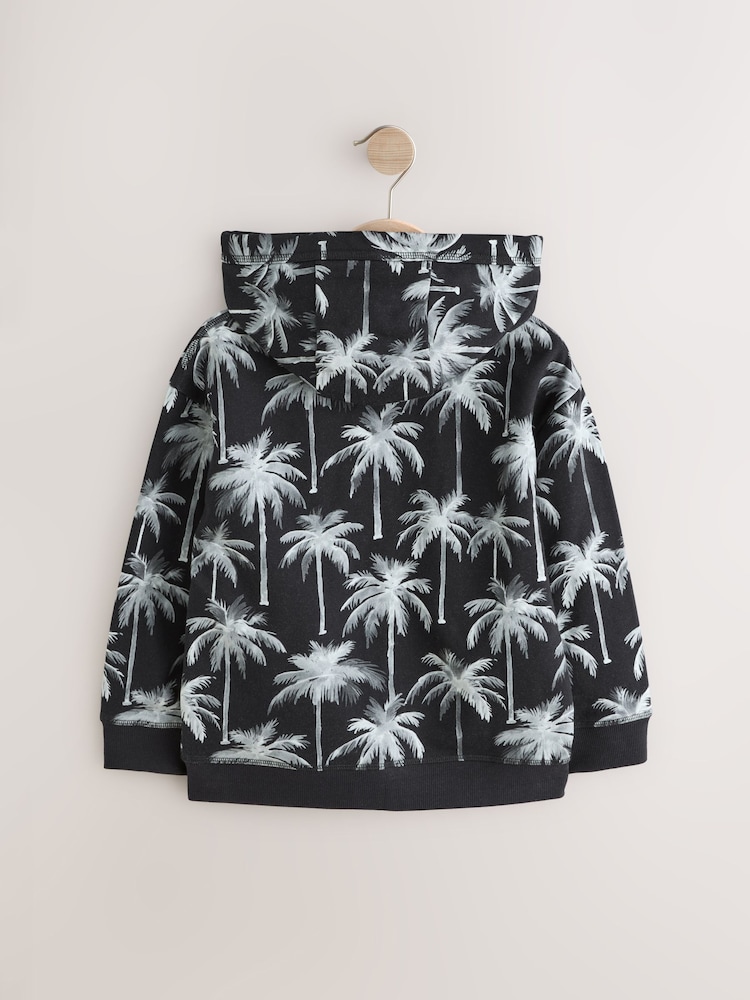 Negro/blanco palmera - Sudadera con capucha gráfica con cremallera (3-16 años) - Imagen 2 de 2 Negro/blanco palmera - Sudadera con capucha gráfica con cremallera (3-16 años) - Imagen 2 de 2