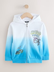 Blue/White Zip Through Graphic Hoodie (3-16yrs) - Image 1 of 4