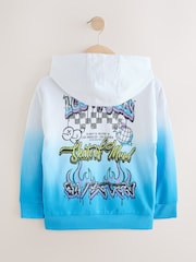 Blue/White Zip Through Graphic Hoodie (3-16yrs) - Image 2 of 4
