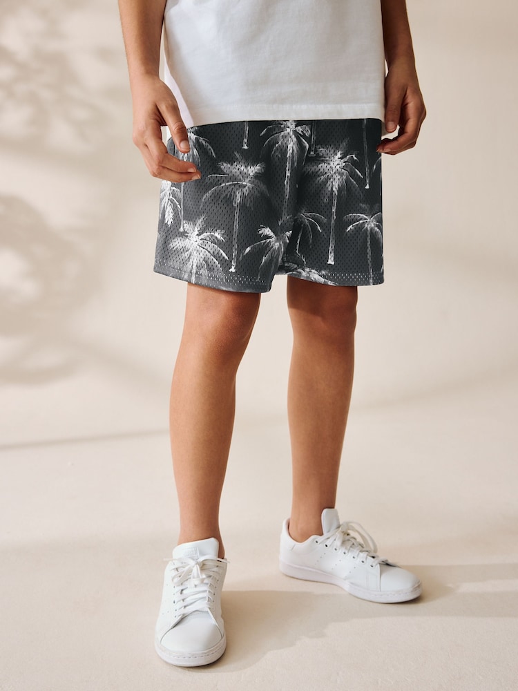 Palm Black/White Mesh Sport Shorts (3-16yrs) - Image 1 of 8