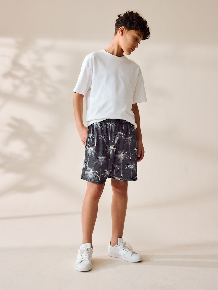 Palm Black/White Mesh Sport Shorts (3-16yrs) - Image 2 of 8