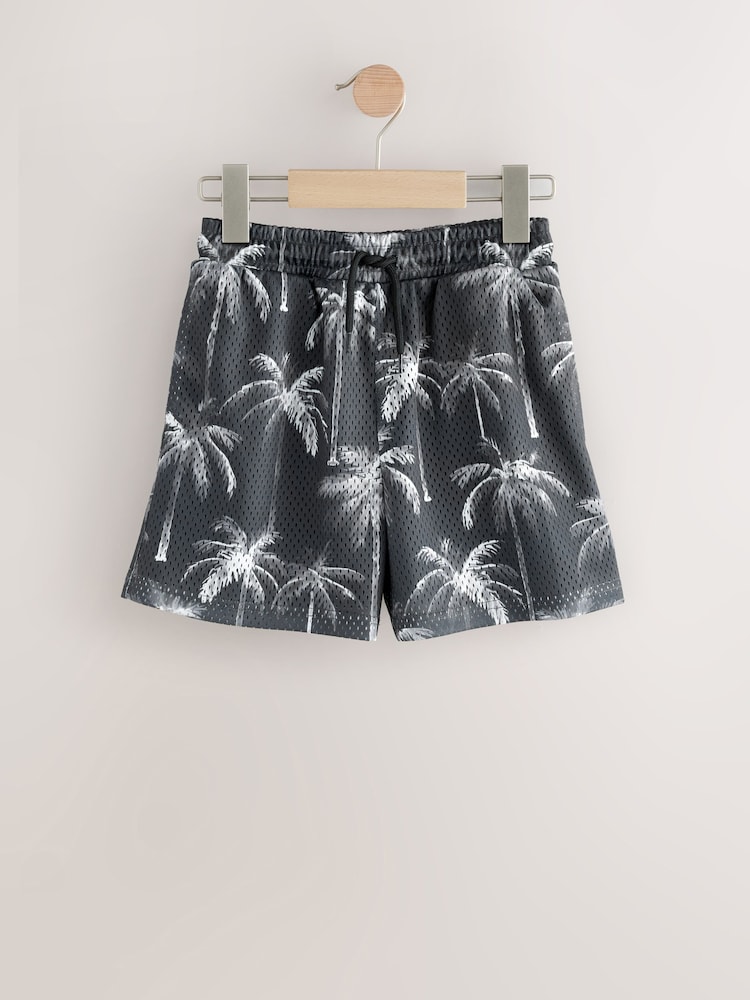 Palm Black/White Mesh Sport Shorts (3-16yrs) - Image 4 of 8