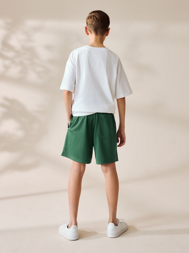 Dark Green Mesh Sport Shorts (3-16yrs) - Image 2 of 7