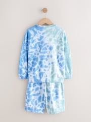 Blue/White 100% Cotton Tie Dye Crew Shorts Set (3-16yrs) - Image 3 of 5