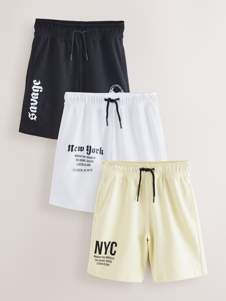Bela/rumena/črna - Graphic Jersey Shorts 3 Pack (3-16yrs) - Slika 1 iz 3