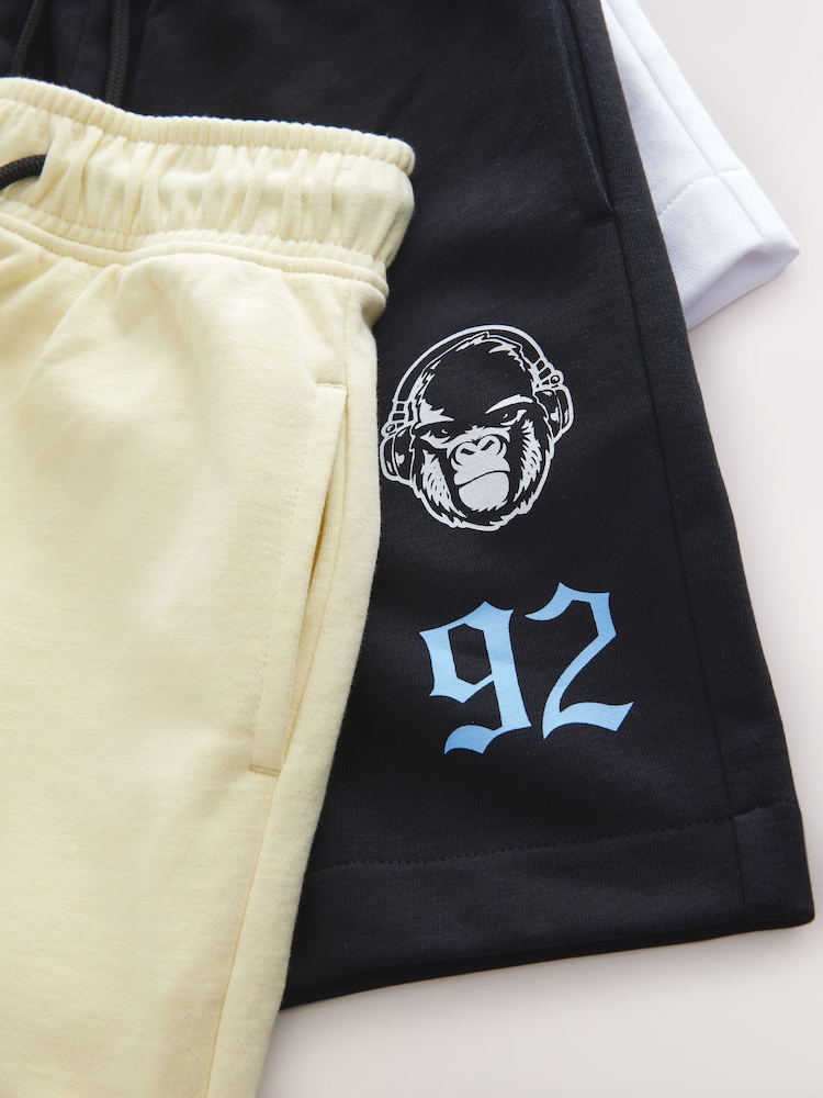 Bela/rumena/črna - Graphic Jersey Shorts 3 Pack (3-16yrs) - Slika 3 iz 3