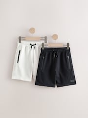 Black/White Zip Sweat Shorts 2 Pack (3-16yrs) - Image 1 of 7