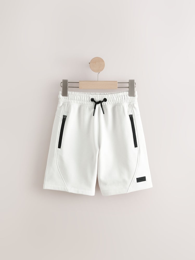 Black/White Zip Sweat Shorts 2 Pack (3-16yrs) - Image 2 of 7