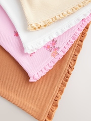 Pink/Orange/Yellow Floral Rib Vest 4 Pack (3-16yrs) - Image 11 of 11