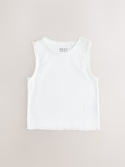 Pink/Orange/Yellow Floral Rib Vest 4 Pack (3-16yrs) - Image 6 of 11