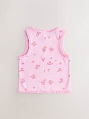 Pink/Orange/Yellow Floral Rib Vest 4 Pack (3-16yrs) - Image 8 of 11