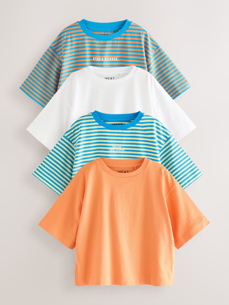 Bright Orange Stripe Oversized T-Shirts 4 Pack (3-16yrs) - Image 1 of 9