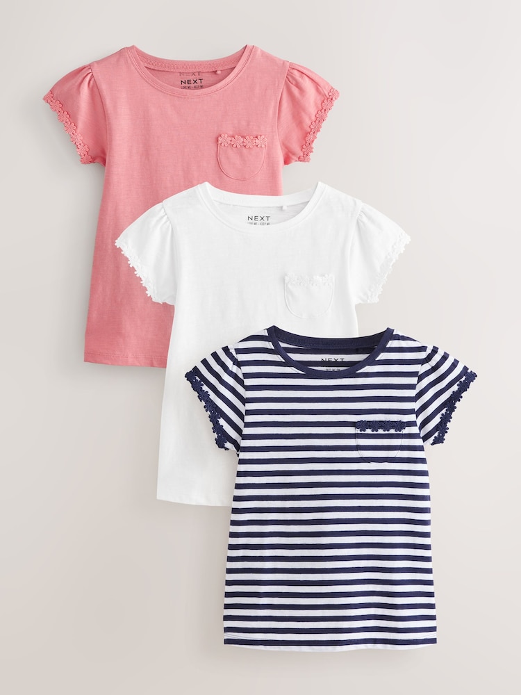 Modra/roza/bela - Daisy Trim majica 3 Pack (1.5-16yrs) - Slika 1 iz 6 Modra/roza/bela - Daisy Trim majica 3 Pack (1.5-16yrs) - Slika 1 iz 6